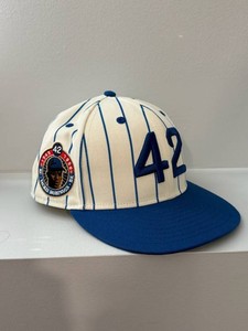 Ebbets Field Flannels Jackie Robinson 42 Pinstripe Fitted Cap Size 7 38