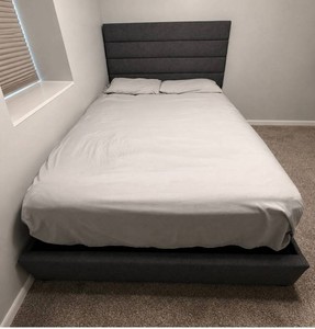 Queen Upholstered Fabric Platform Bed