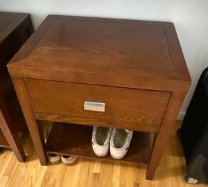 Wood Nightstand With Drawer and Shelf