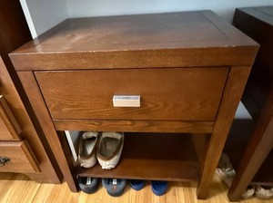Wood Nightstand With Drawer and Shelf