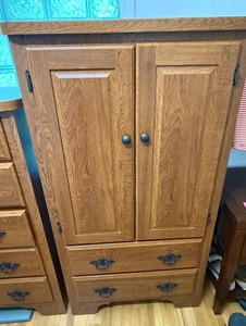 Oak Wood Storage Cabinet With 2 Doors and 2 Drawers by Perdue Furniture