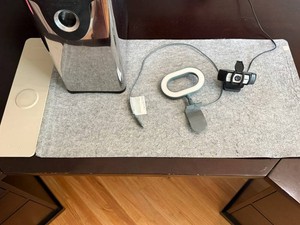Journey Wireless Charging Desk Mat, Ikea Ring Light  & Logitech HD 1080P Webcam and Trashcan Mixed Lot