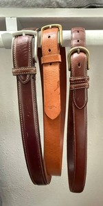 Leather Belt Trio With Brass Tone Buckles  Size 40 one Polo Ralph Lauren(Lot of 3)