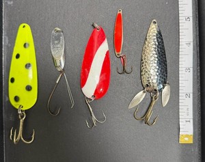 Vintage Fishing Spoon Lures  Daredevils, Swedish Pimple, Weber Mr Champ (Lot of 6)