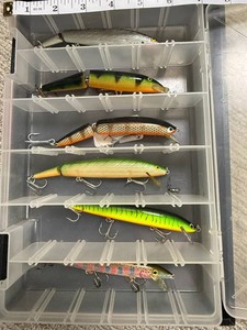Mixed Lot of 6 Fishing Lures in Plano Tackle Box