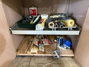 2 Shelves of Paint Supplies