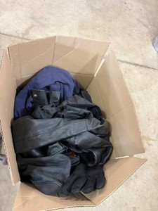 Box of Motorcycle Riding Gear Including Bell Size XL Helmet