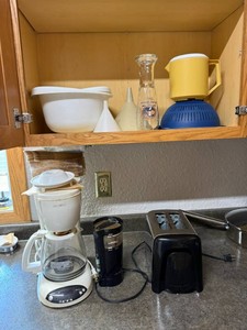 Coffee Maker, Toaster, Bowls, Funnels