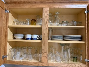Everything on 3 Shelves - Plates, Glasses, Cups