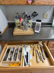 Silverware, Kitchen Utensils, Can Openers & Cutting Board