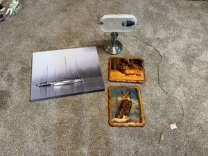 Desk Lamp & Artwork