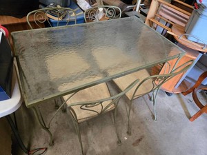 Metal and Glass Patio Dining Table with Chairs