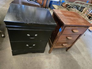 Black and Wooden Nightstands