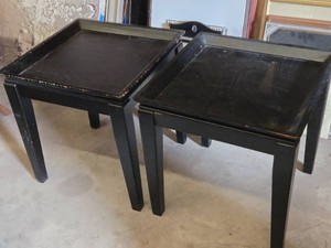 Black Wooden End Tables, Set of 2
