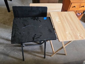 Folding TV Trays - 2 Black, 2 Blonde