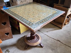 Inlaid Mosaic Design Pedestal Table
