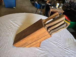 Knife Block with Various Knives including Some Chicago Cutlery