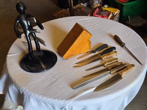 2 Knife Blocks including Farberware and J.A. Henckels Knives and Others