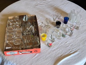 Lot of Assorted Shot Glasses and Drinkware