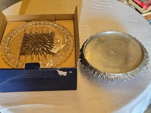 Mikasa Crystal Cake Stand and Metal Cake Stand