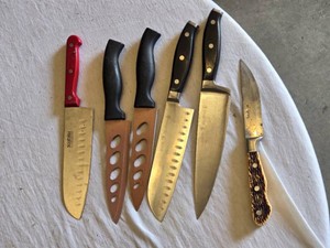 J.A. Henckels and Other Brands Assorted Kitchen Knife Set including Santoku Knife and Paring Knife
