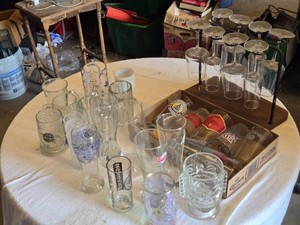 Huge Lot of Assorted Glassware Including Branded Beer and Brewery Glasses