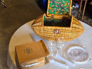 Wicker Football-Shaped Picnic Basket Set with Accessories