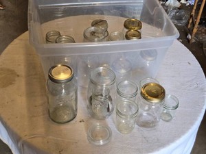 Lot of Mason Jars including Ball and Kerr with Metal Lids