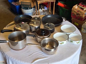 Various Pots, Pans, and Holiday-Themed Bowls