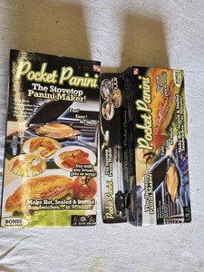 Lot of 2 NEW Pocket Panini Stovetop Panini Maker Set with Bonus Recipe Guide and Features