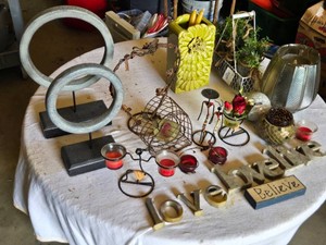 Lot of Decorative Home Items including Candle Holders and Planters
