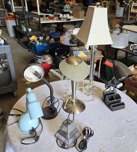 Various Table Lamps and Desk Lamps Including Decorative Glass