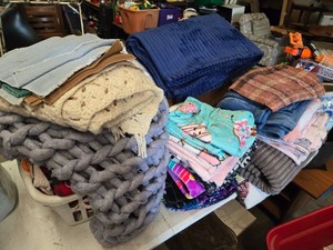 Various Blankets and Throws including Knit Throw, Fleece with Patterns, and Quilted Blankets