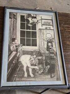 Bo Adams 1983 Signed Print A Bad Time with Personalized Note 22x31