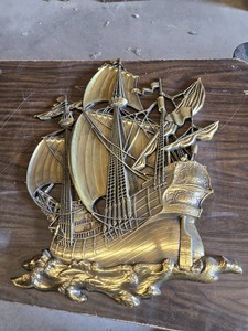 Plastic Syroco Sailing Ship Wall Decor - One small hard to see crack