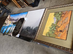 Lot of Framed Artwork Prints, Including Nature Scenes and Van Gogh Reproduction - See All Pics