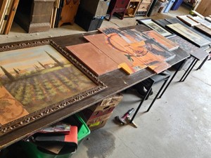 Various Wine Related Framed Artwork including Vineyard Scene and Paris Eiffel Tower Print, with Decorative Pieces