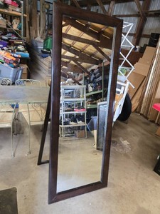 Full-Length Floor Mirror with Dark Wood Frame 29.5x77
