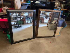 Large Mirrors with Black and Brown Wooden Frames both about 35.5 x 48