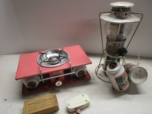 Vintage Coleman Picnic Stove & Lantern, Martini Flashlight