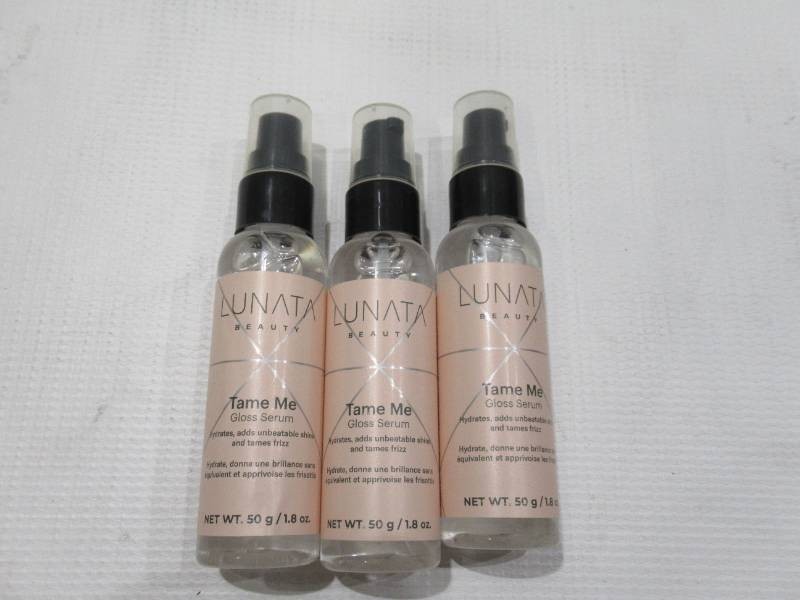 NEW 3 Pack of Lunata Beauty TAME ME Hair Gloss Serum - Travel Size 1.8 oz Bottles