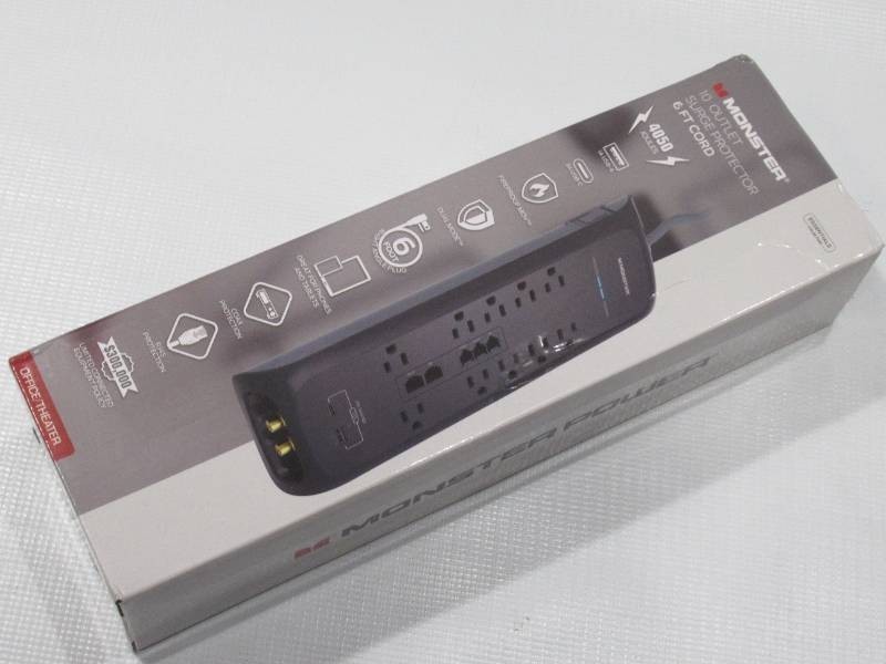 Monster Power Strip and Tower Surge Protector 10 Outlet w USB Ports Black 6ft