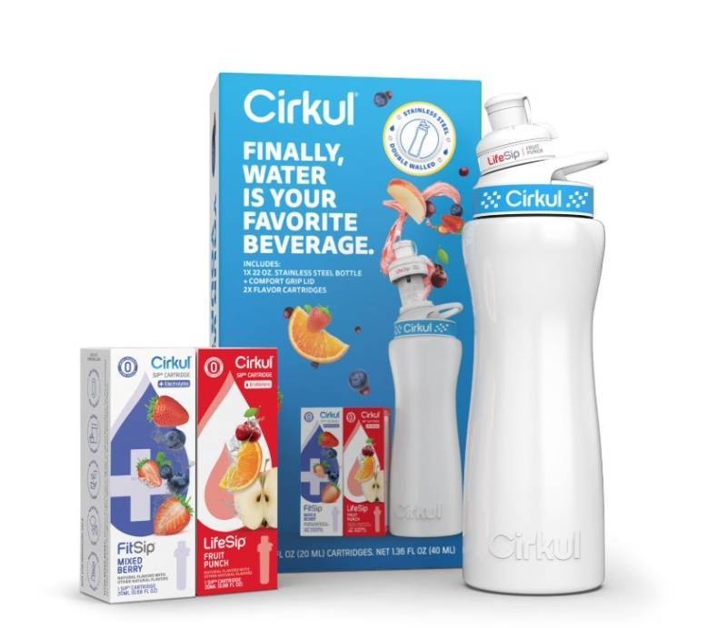 NEW Cirkul 22oz. Stainless Steel Starter Kit  2 Flavor Cartridges