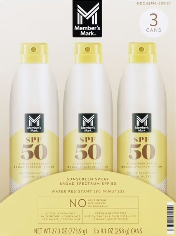 NEW Members Mark Sunscreen Spray, SPF 50, 9.1 oz., 3 pk.