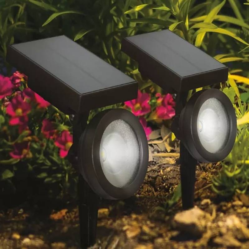 NEW Members Mark 2-Piece LED Solar Spotlights - Oil-Rubbed Bronze