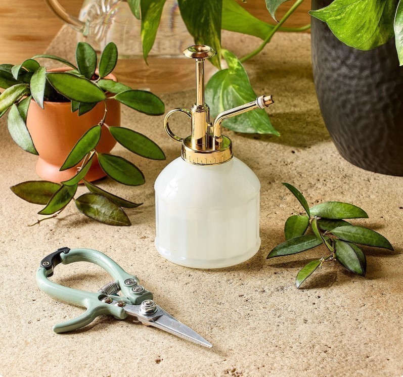 NEW Modern Sprout Gardening Shears and Glass Plant Mister Set - Pink