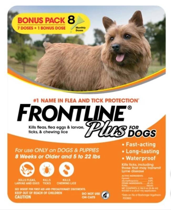 Frontline Plus Flea and Tick Dog Treatment 5-22 lb, 71 Doses