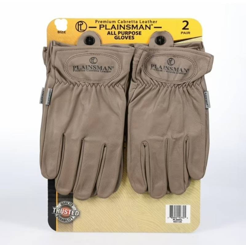 NEW Plainsman Premium Cabretta Cashew Leather Gloves, 2 Pairs, Large