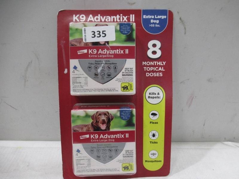 NEW K9 Advantix II Monthly Flea & Tick Prevention for Extra Large 55lbs Dogs - 8 Monthly Doses