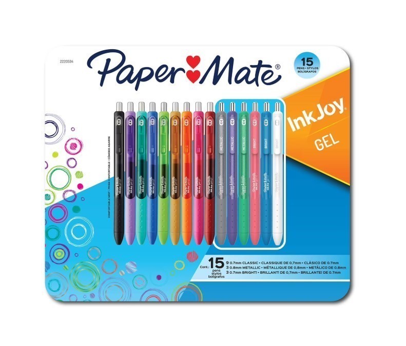 NEW Paper Mate InkJoy Gel Pens, Medium Tip, Assorted Colors, 15 Count